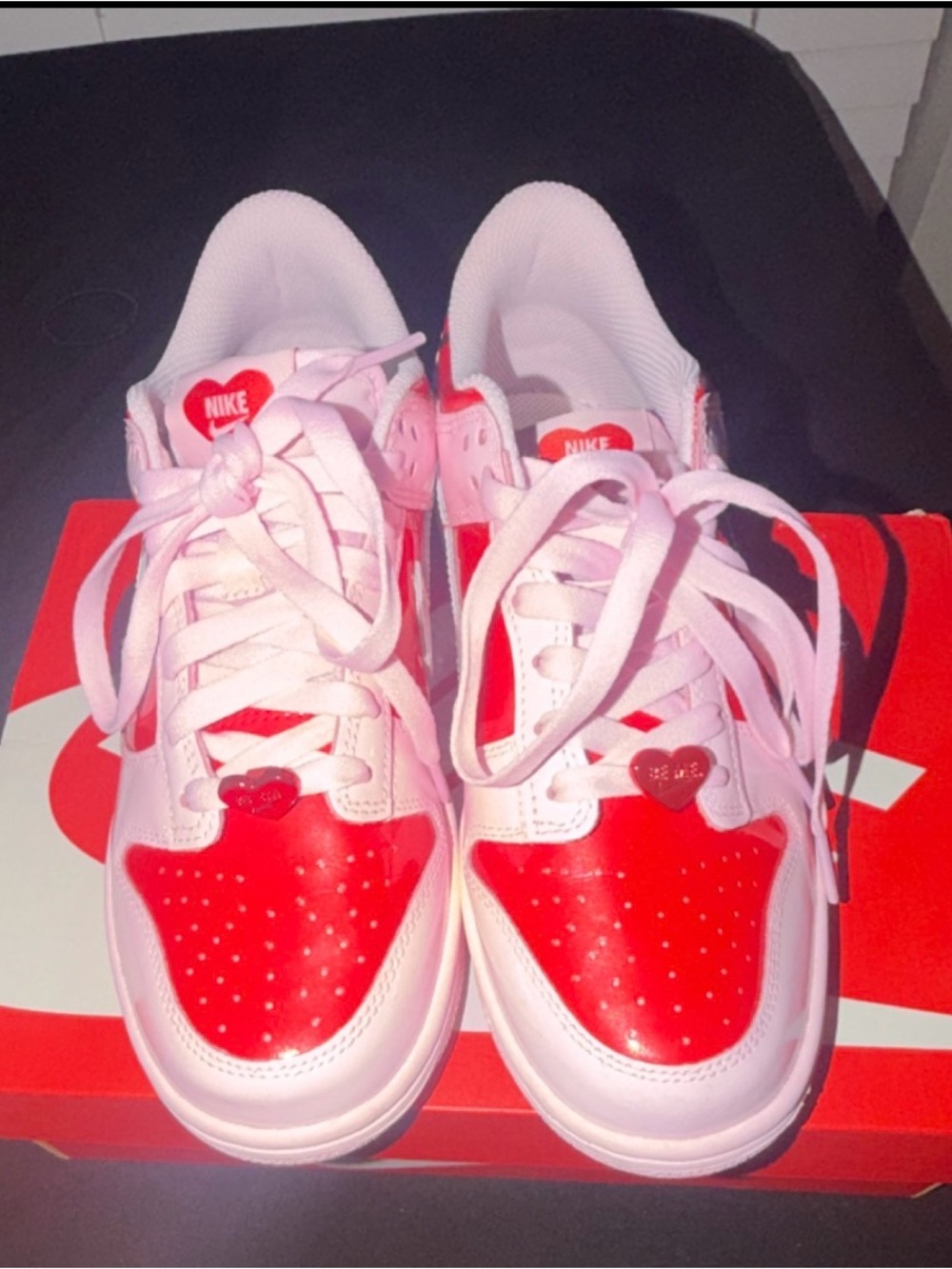 Nike Kids Pink and Red Heart-Accent Low-Top Sneakers